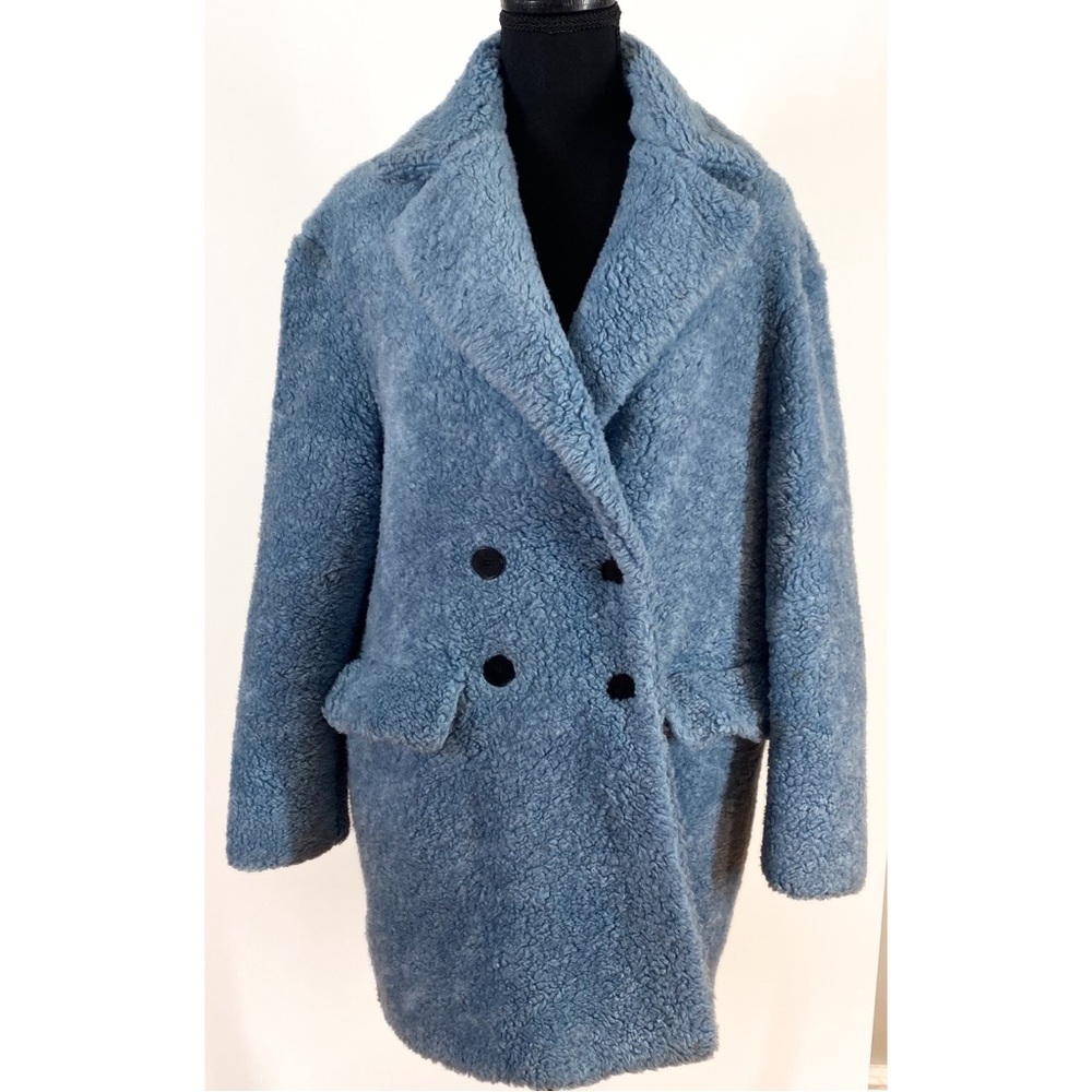 Zara Basics Outerwear Ice Blue Double Breasted Te… - image 2